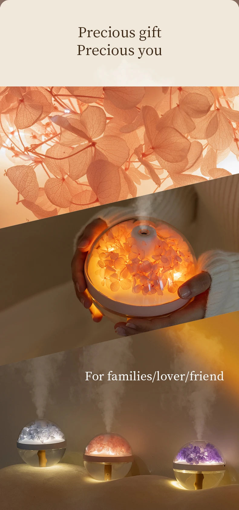 270ML USB Rechargeable Air Humidifier with LED Light and 800mAh Battery for Home Hydration and Relaxation