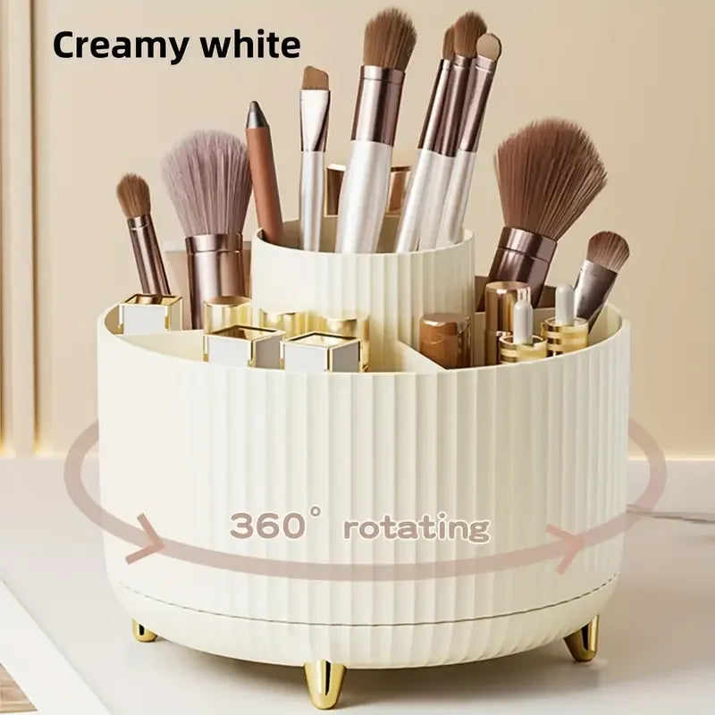 360° Rotating 5 Slot Makeup Brushes Holder Organizer for Vanity Desktop Storage