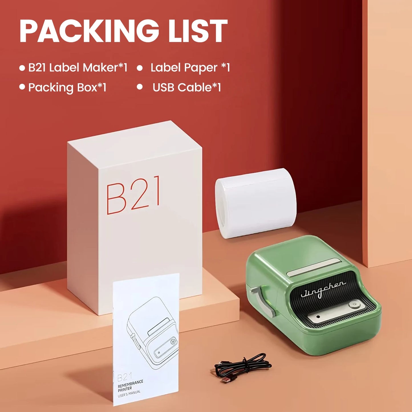 Niimbot B21 B1 Wireless Thermal Label Printer with Self-Adhesive Labels and 5 Roll Set for Efficient Organization
