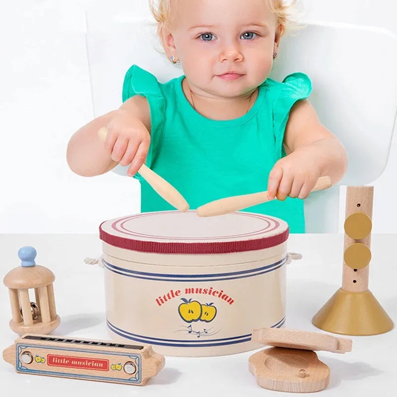 Wooden Xylophone Drum Set for Toddlers Montessori Musical Instruments Colorful Educational Toy