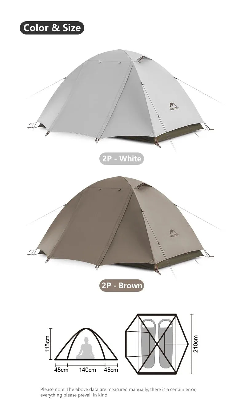 Naturehike Camping Tent 2-3 People Waterproof Ultralight UPF50+ Outdoor Shelter