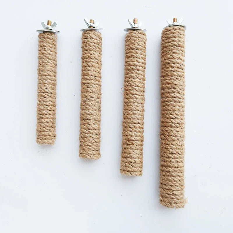 Natural Hemp Rope Bird Perch for Parrots - Handmade Chewable Perch Stand Eco-Friendly Cage Accessory for Parrots Pet Birds Toy