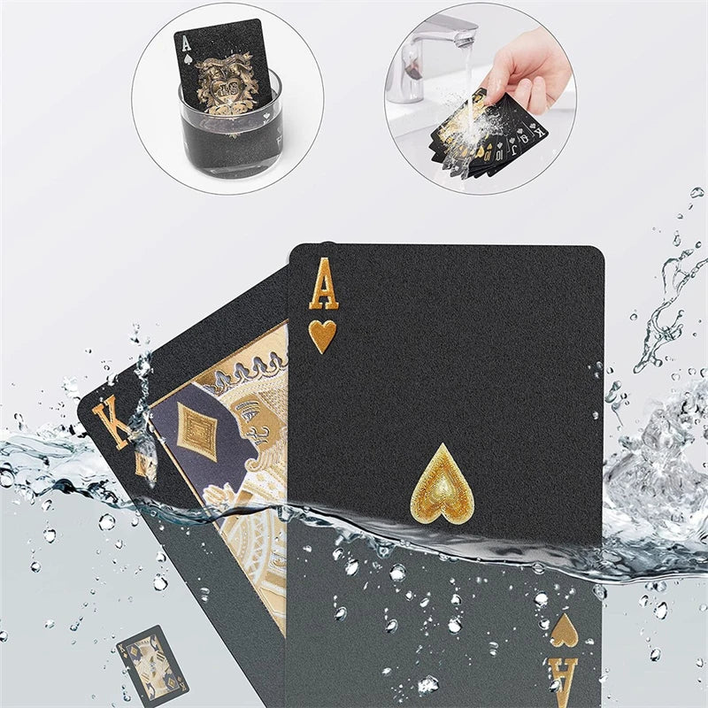 Black Gold Waterproof Plastic Playing Cards for Poker Games