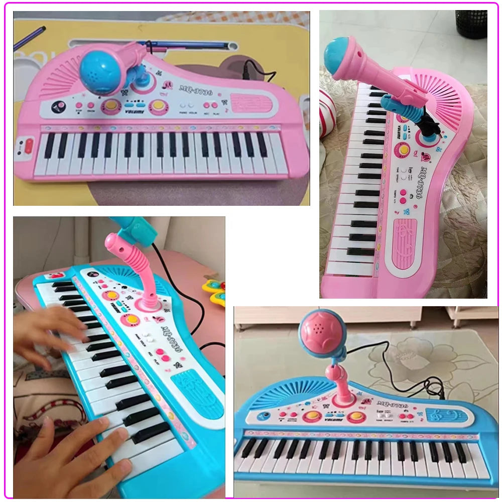 Chriyungel Kids Electronic Piano Keyboard with Microphone 61 Keys or 37 Keys Musical Instrument Toy for Beginner Children