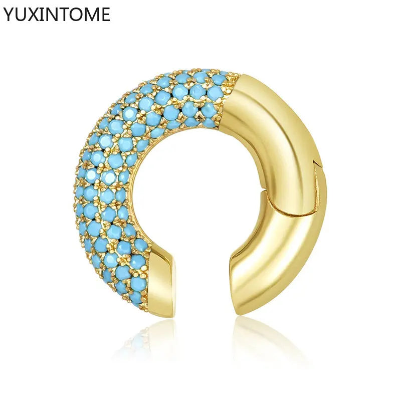 1PC Pave Color Crystal Ear Cuff Adjustable Gold Clip Jewelry