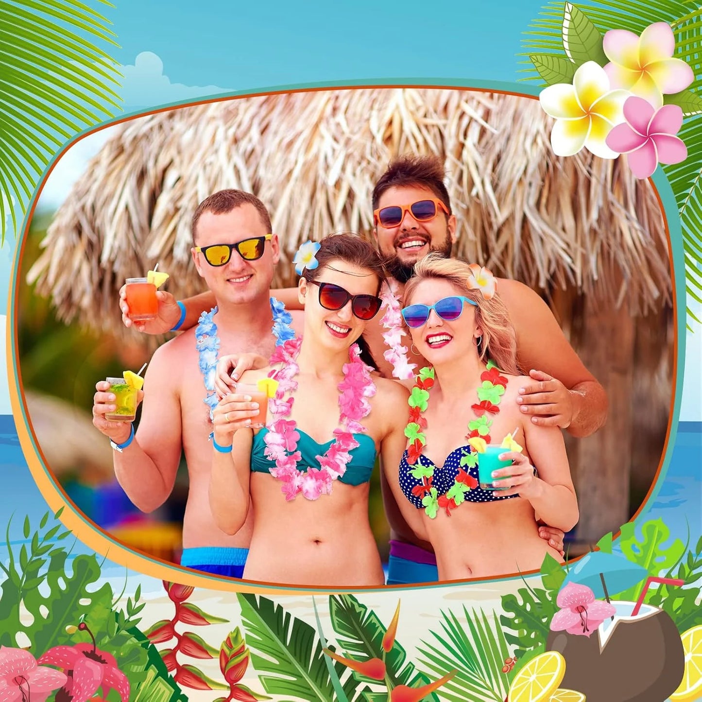 Hawaiian Artificial Flower Wreath Necklace