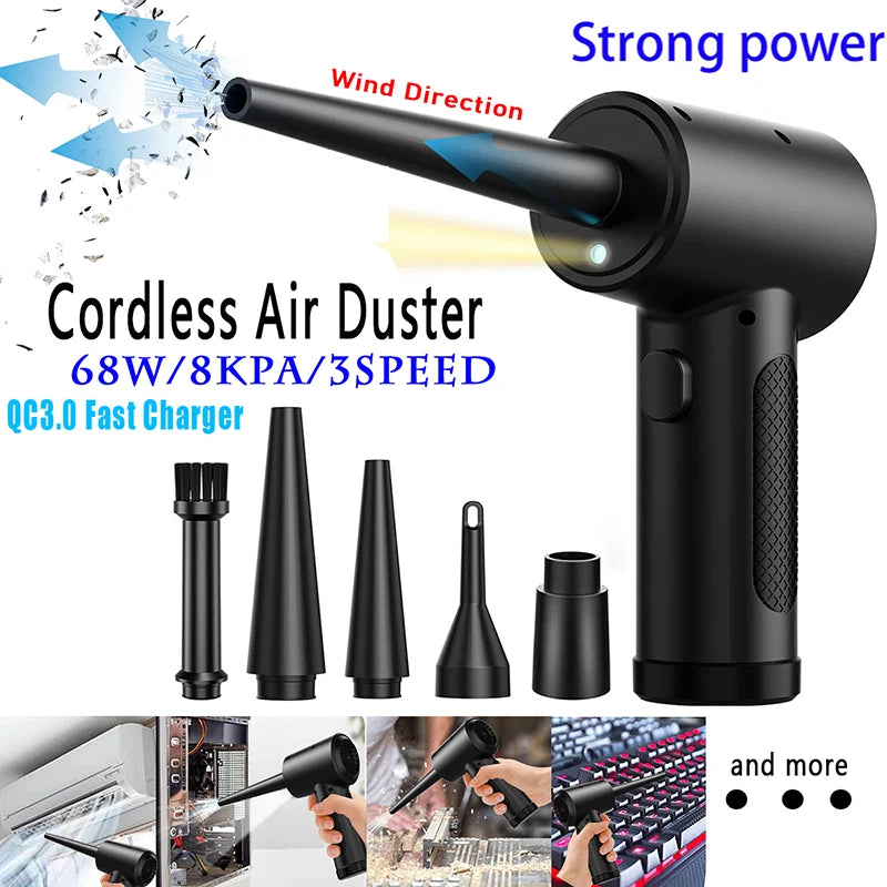 Cordless Electric Air Duster 51000RPM Wireless Compressed Air Blower for Cleaning Electronics and Home Surfaces
