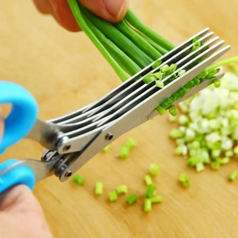 Multi-Functional Stainless Steel Kitchen Scissors for Chopping Herbs and Vegetables