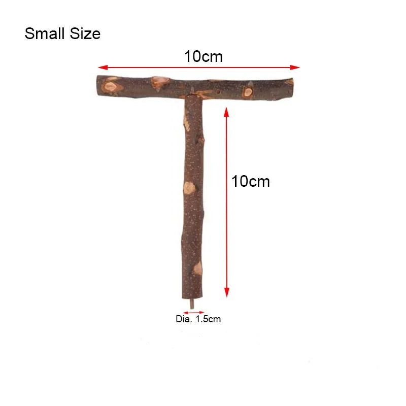 Natural Wood Pet Parrot Raw Wood Fork Tree Branch Stand Rack Squirrel Bird Hamster Branch Perches Chew Bite Toys Stick