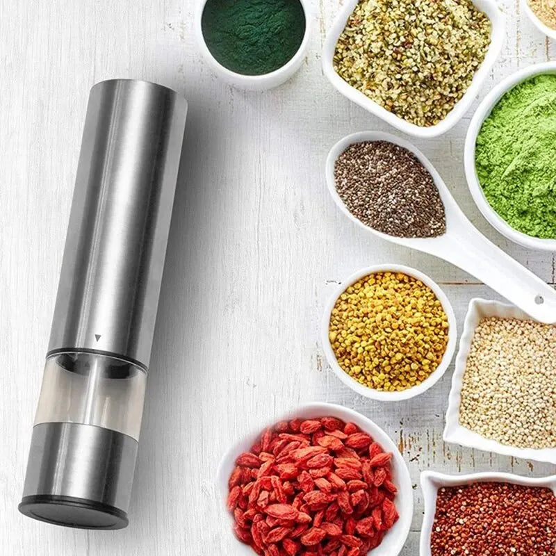 Stainless Steel Electric Pepper Grinder for Spices and Sea Salt