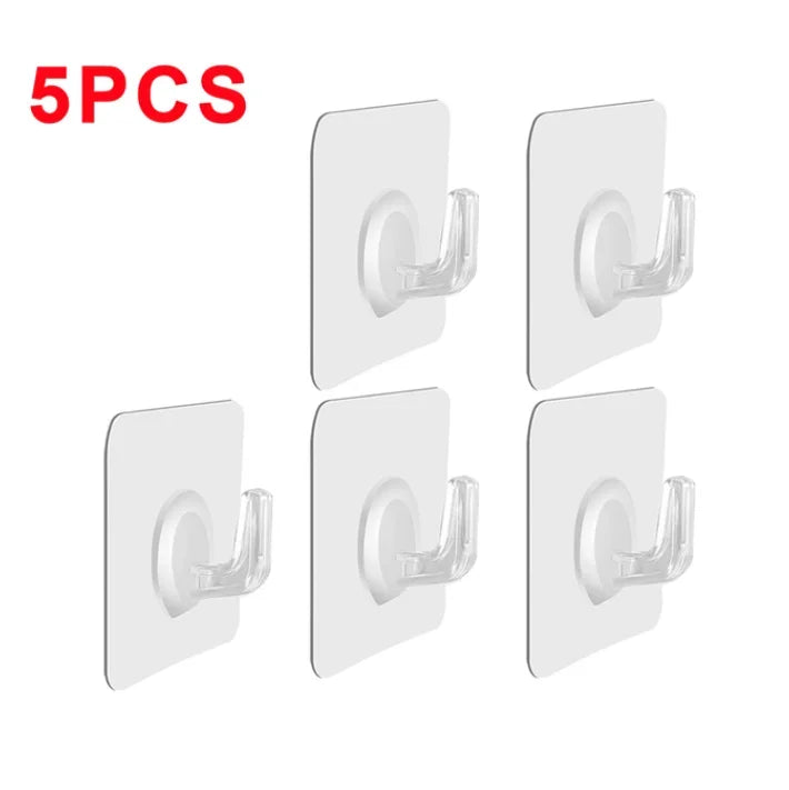 5/10/20Pcs Self-Adhesive Transparent Wall Hooks for Kitchen Bathroom Towel Key Rack