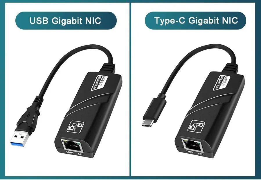 Adaptador DBIT Wi-Fi 3.0 HUB USB Ethernet Tipo C a RJ45 Tarjeta de red Gigabit Mini PC Computadoras de escritorio Accesorios para portátiles Plug and Play