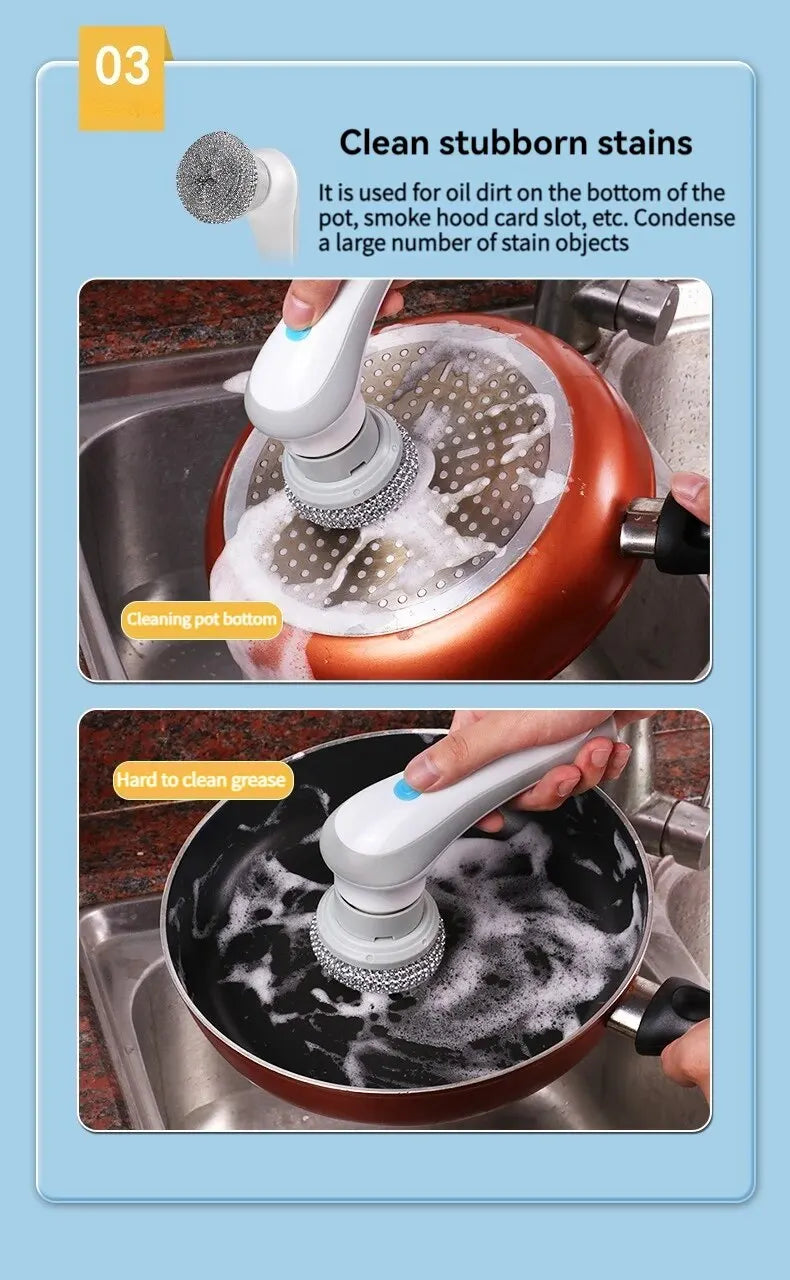 3-in-1 Electric Cleaning Brush USB Rechargeable Rotary Scrubber