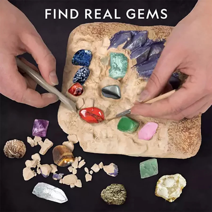 National Geographic Dig and Discover Gem Stone Crystal Mining Kit for Kids Educational Toy Hands-On Learning Gift