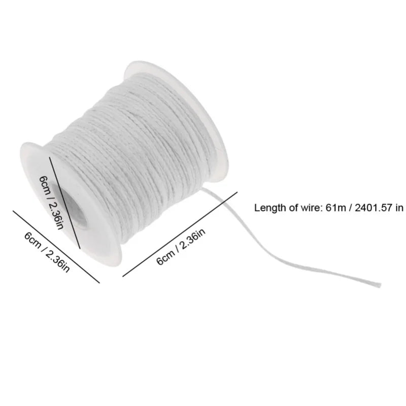 DIY Wax Core 61 M Long Cotton Woven Candle Lamp Wick Kit