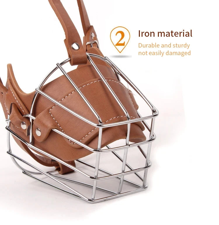 Adjustable Breathable Leather Dog Muzzle Anti Biting Protection Mask for Safe Pet Walking