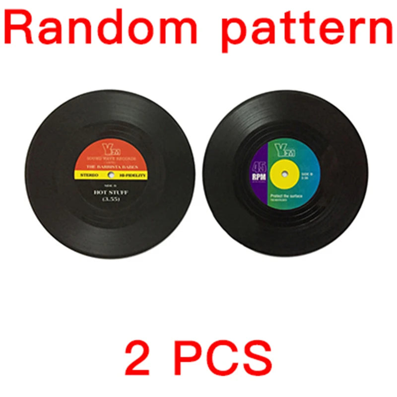 Retro Vinyl Record Coasters Set - Heat Resistant Anti Slip Drink Mats for Home Decor - Available in 6 4 2 Pieces