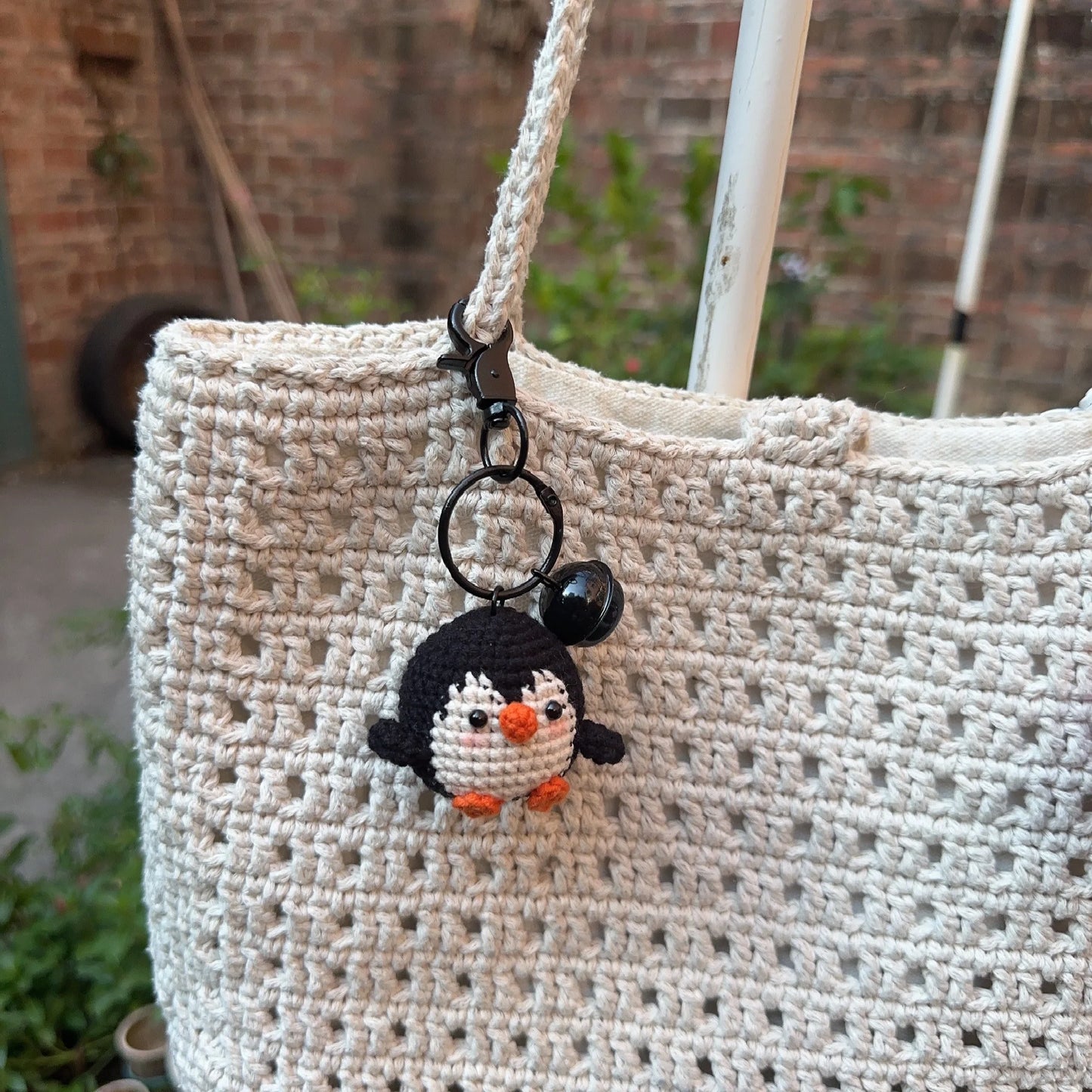 Handmade Cute Cotton Wool Penguin Doll Crochet Keychain