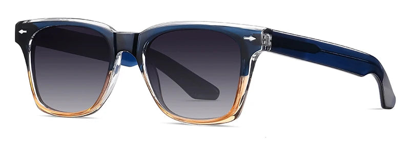 Kachawoo Polarized Sunglasses for Men and Women TR90 Frame Acetate Square Eyewear European Style Blue Orange Grey