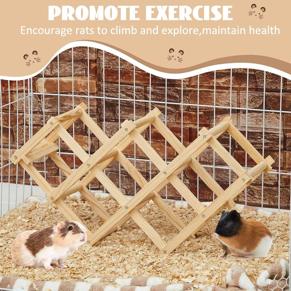 1pc Wooden Climbing Toys Natural Pet Cage Accessories Climbing Ladder Hanging Rodent Toy for Pet Hamster in Cage Playing Chewing