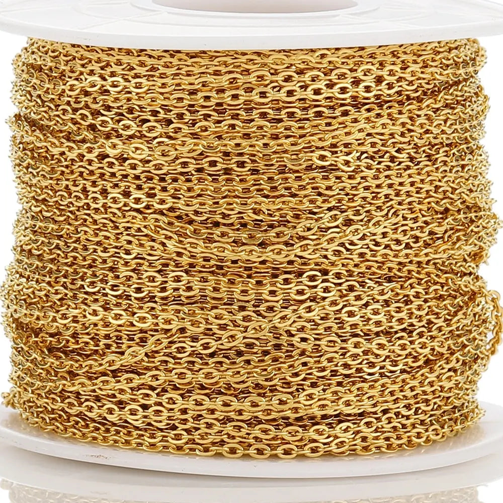 10 Meters Stainless Steel Chain 1 1.5 2mm Gold Steel Color for DIY Jewelry Making
