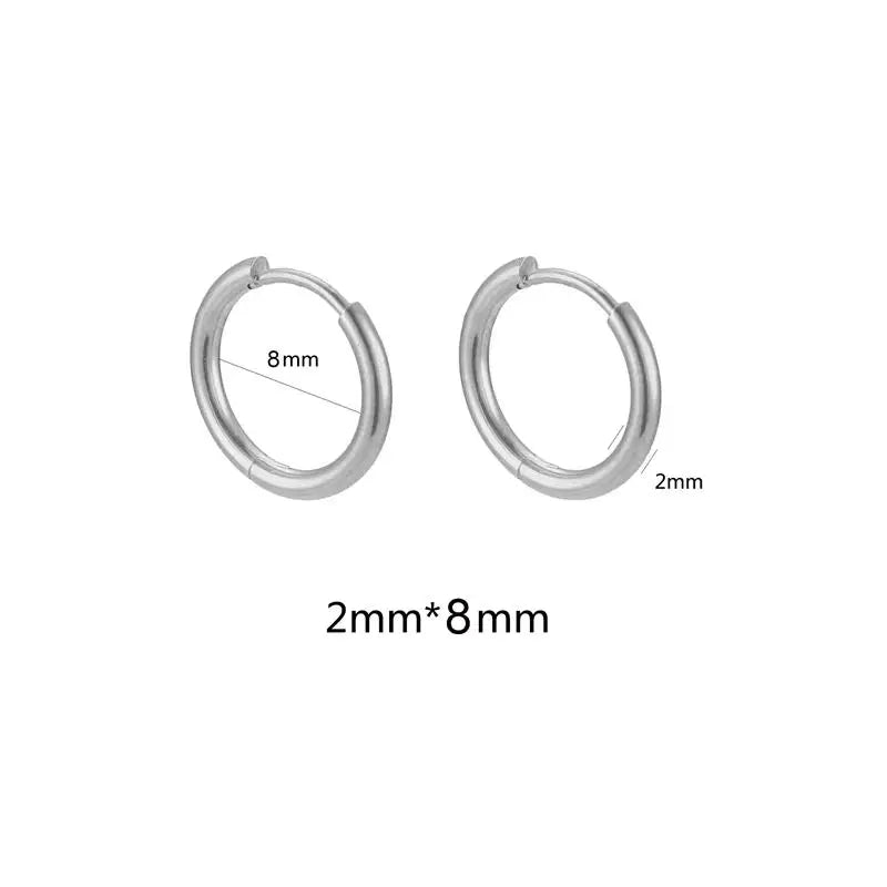 10pcs Stainless Steel Small Hoops Earring Piercing 8-20mm