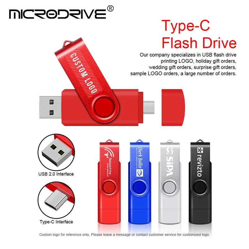 Metal OTG 2 IN 1 Type C Pen Drive 128GB USB Memory Stick