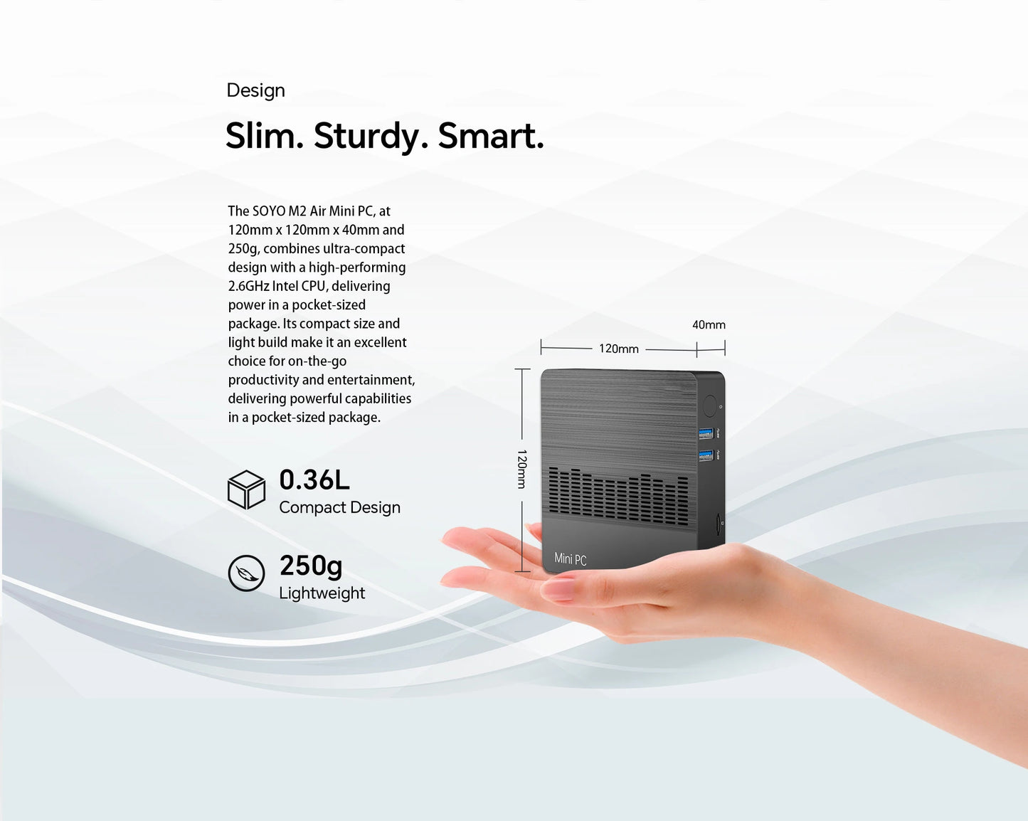 SOYO M2 Air Mini PC: 6GB RAM, 128GB EMMC, Intel N4000, Windows 11 Pro - Compact for Home, Business & Gaming