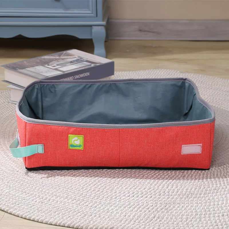 Semi Enclosed Cat Litter Box, Portable Waterproof Oxford Cloth