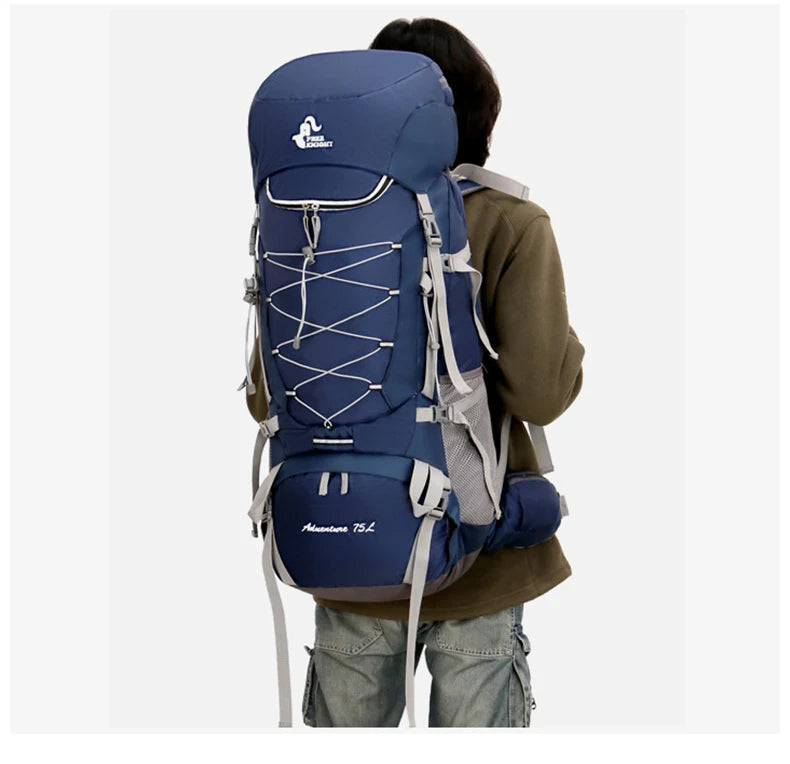75L Camping Backpack Travel Sport Bag With Rain Cover Men
