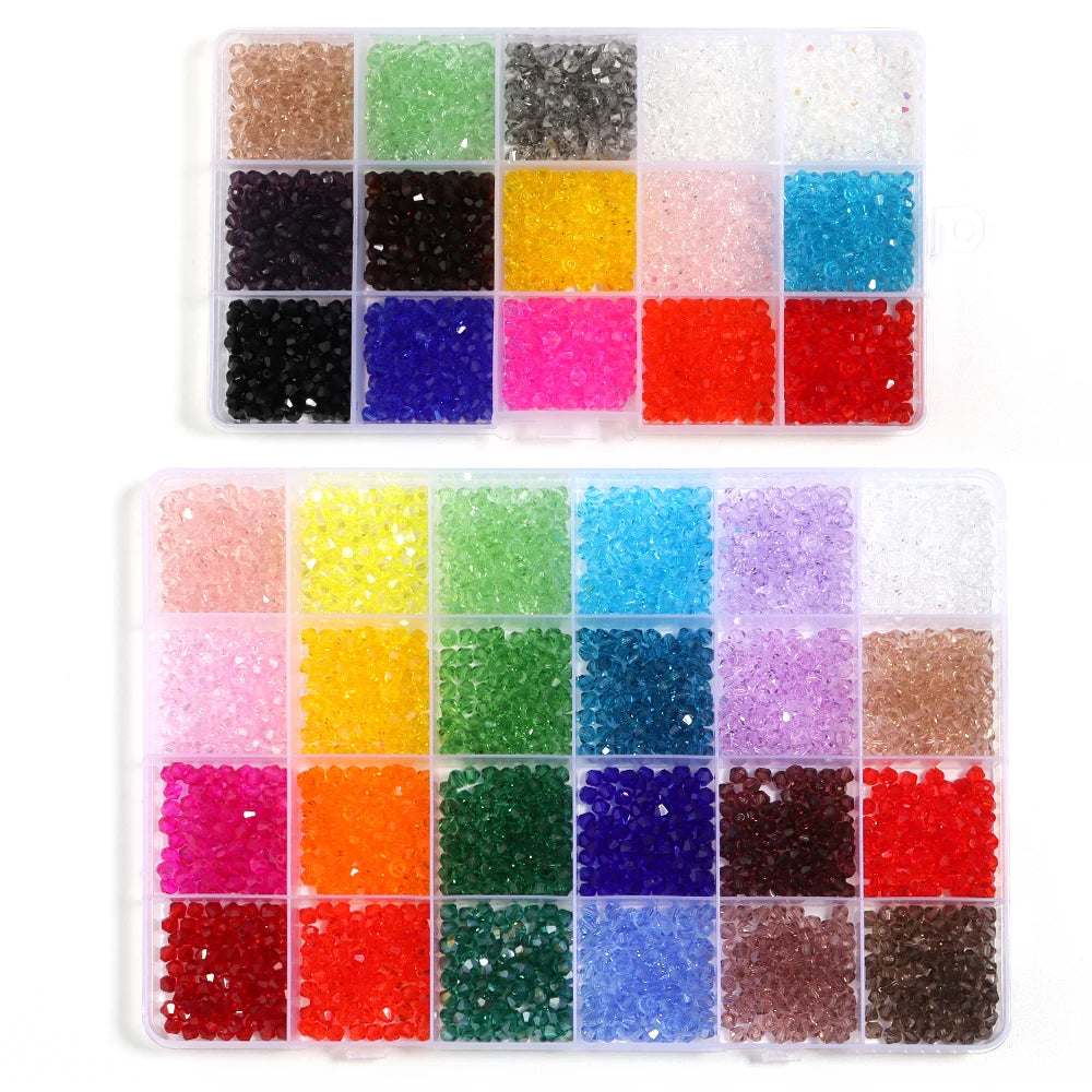 4mm Faceted Glass Crystal Rondelle Beads Kit in 15 to 24 Colors for DIY Jewelry Making Charms Bracelets and Earrings