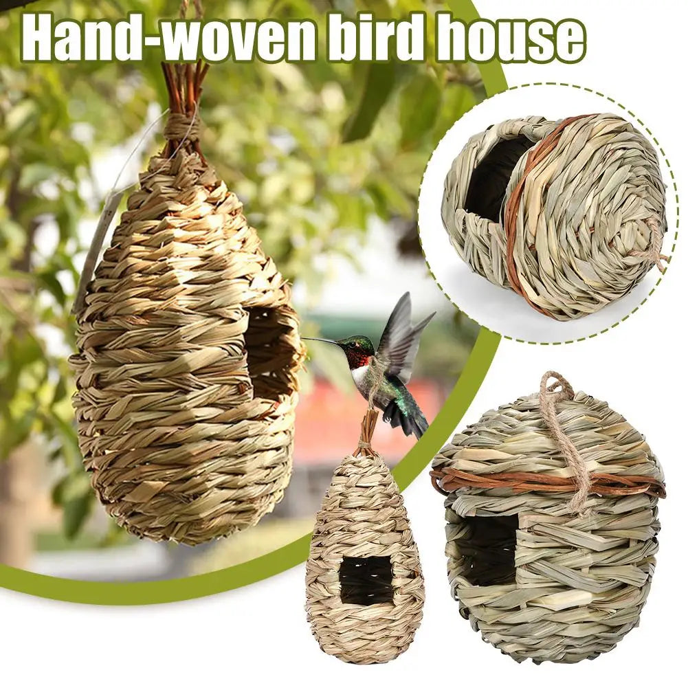 Grass Nest Hand-woven Hibiscus Grass Gourd BirdHouse For Outdoor Garden Hanging Hatching Breeding Bird Accessory