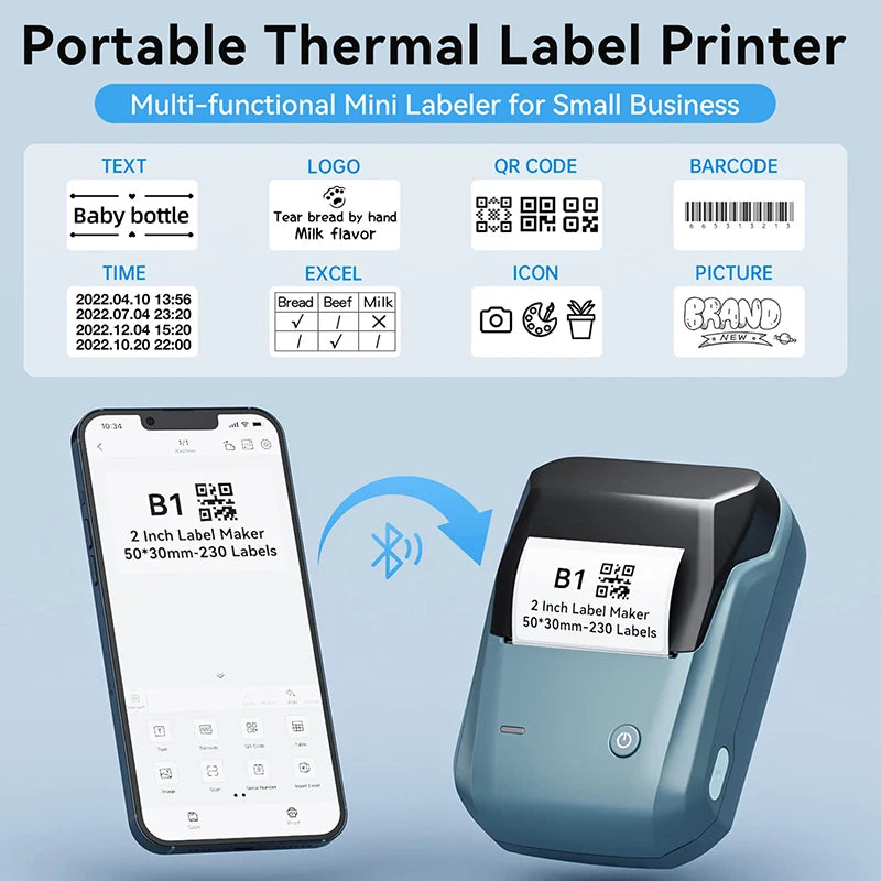Mini Label Thermal Printer Niimbot Portable Bluetooth Sticker Printer