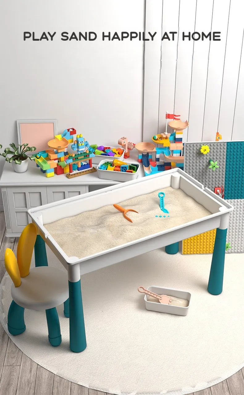 ToylinX Kids Building Blocks Activity Table and Chairs Set Creative Play Desk for Toddlers and Children