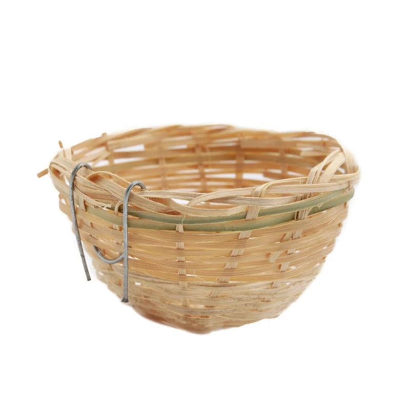 Hand Woven Hummingbird Nest Bamboo Knitted Birdhouse Outside Natural Bird for Sparrow Small Finch Roosting Nest