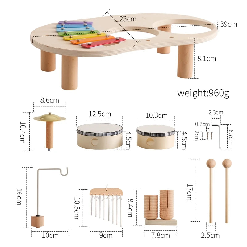 Baby Montessori Musical Xylophone and Aeolian Bells Educational Wooden Toy for Newborns and Toddlers Perfect Birthday Gift