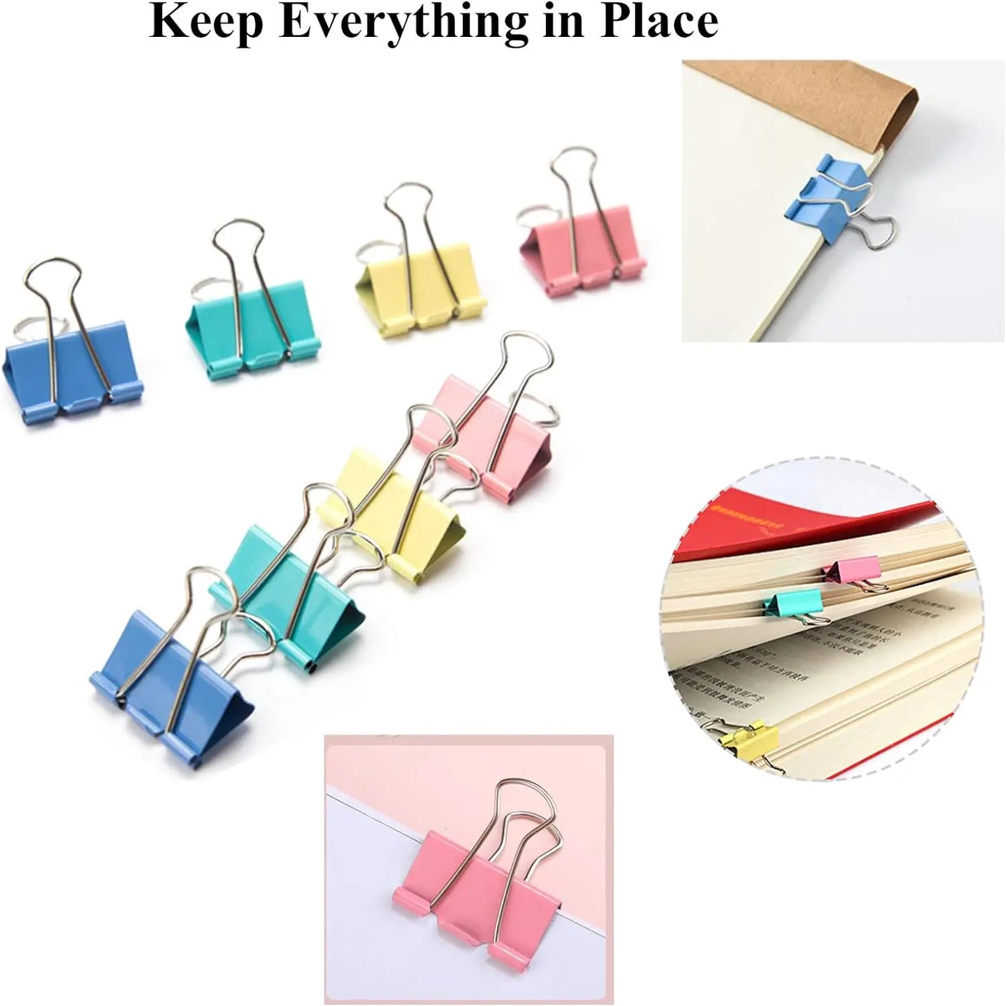50Pcs Colorful Mini Metal Binder Clips 15mm for School Office