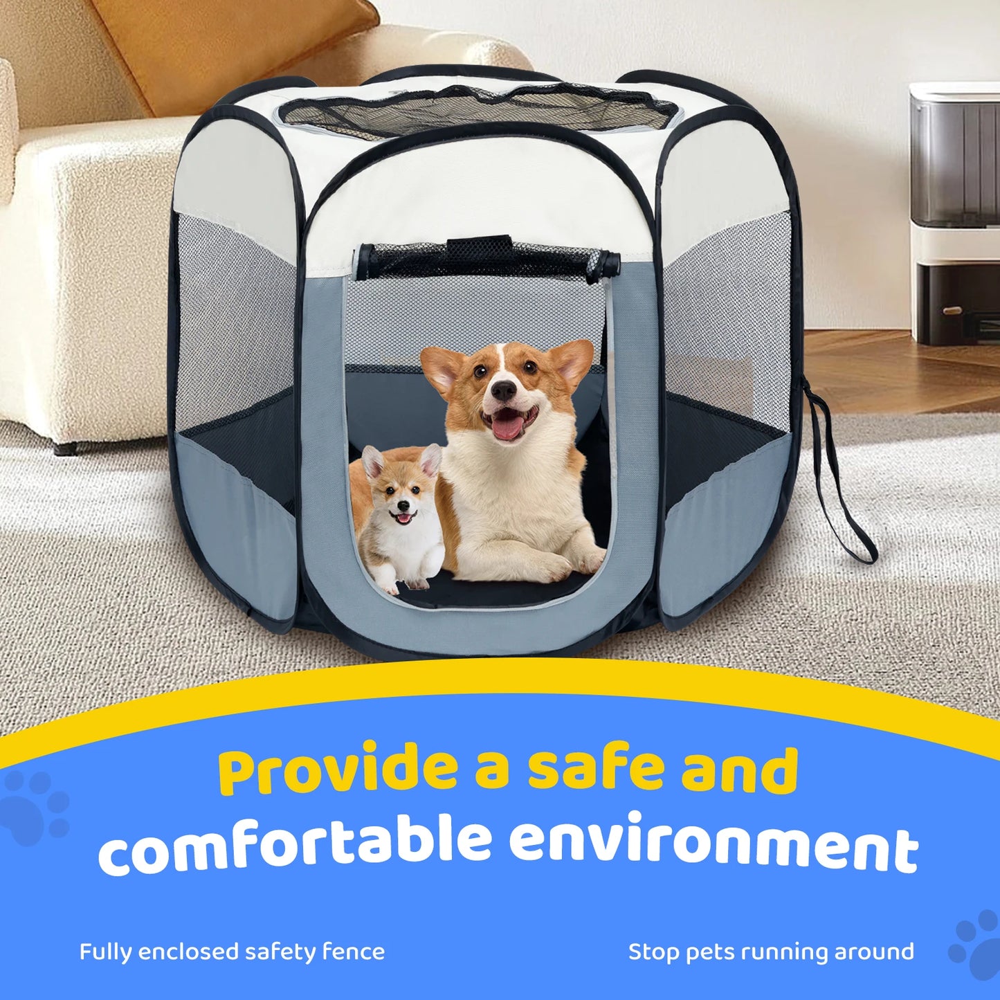 Foldable Cat Tent Portable Pet House Outdoor Travel Pet Cage Cat/Dog Fence With Mesh Top and Window Kennels