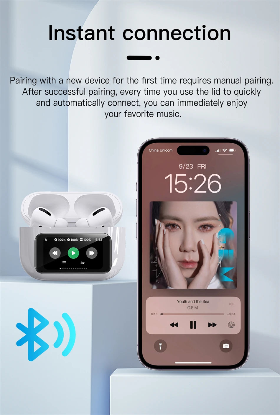 In Ear Subwoofer Earphones with HD Microphone Type-C Wireless Headset for iPhone 15 16 Samsung Xiaomi Huawei VIVO Tablet and Phone