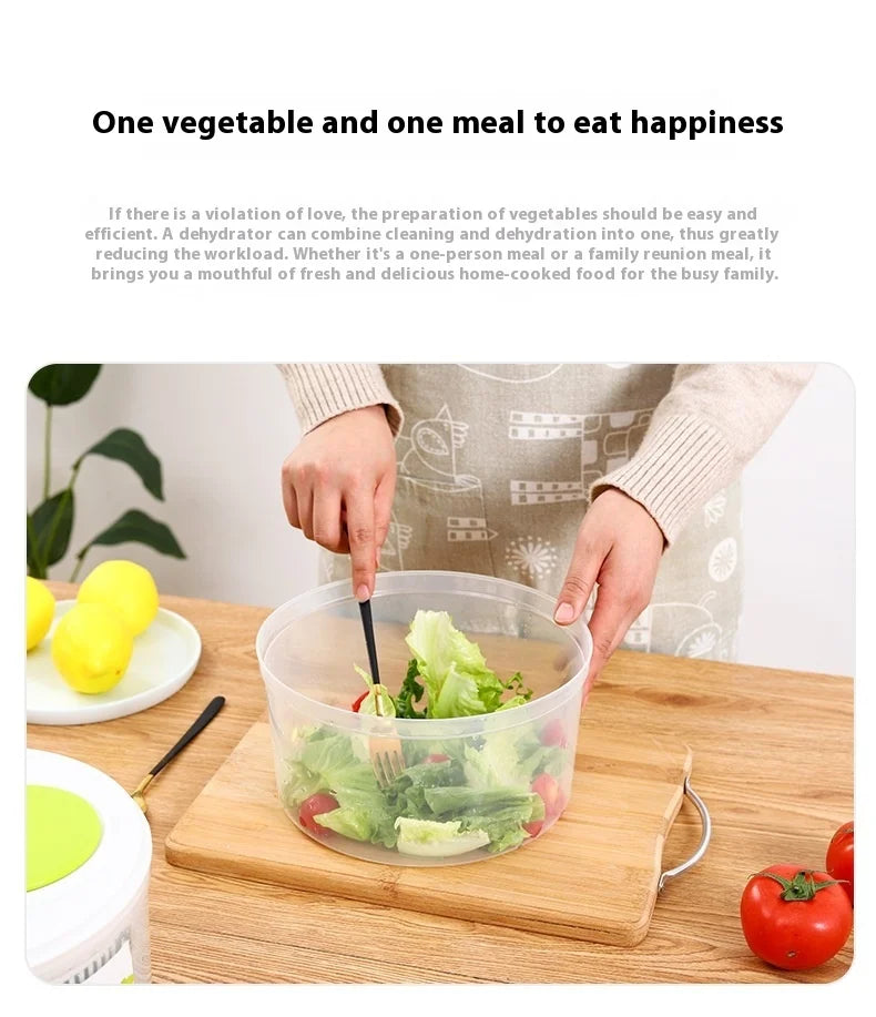 Multifunctional Manual Vegetable Dehydrator and Salad Spinner with Fruit and Lettuce Drain Basket for Efficient Home Kitchen Use