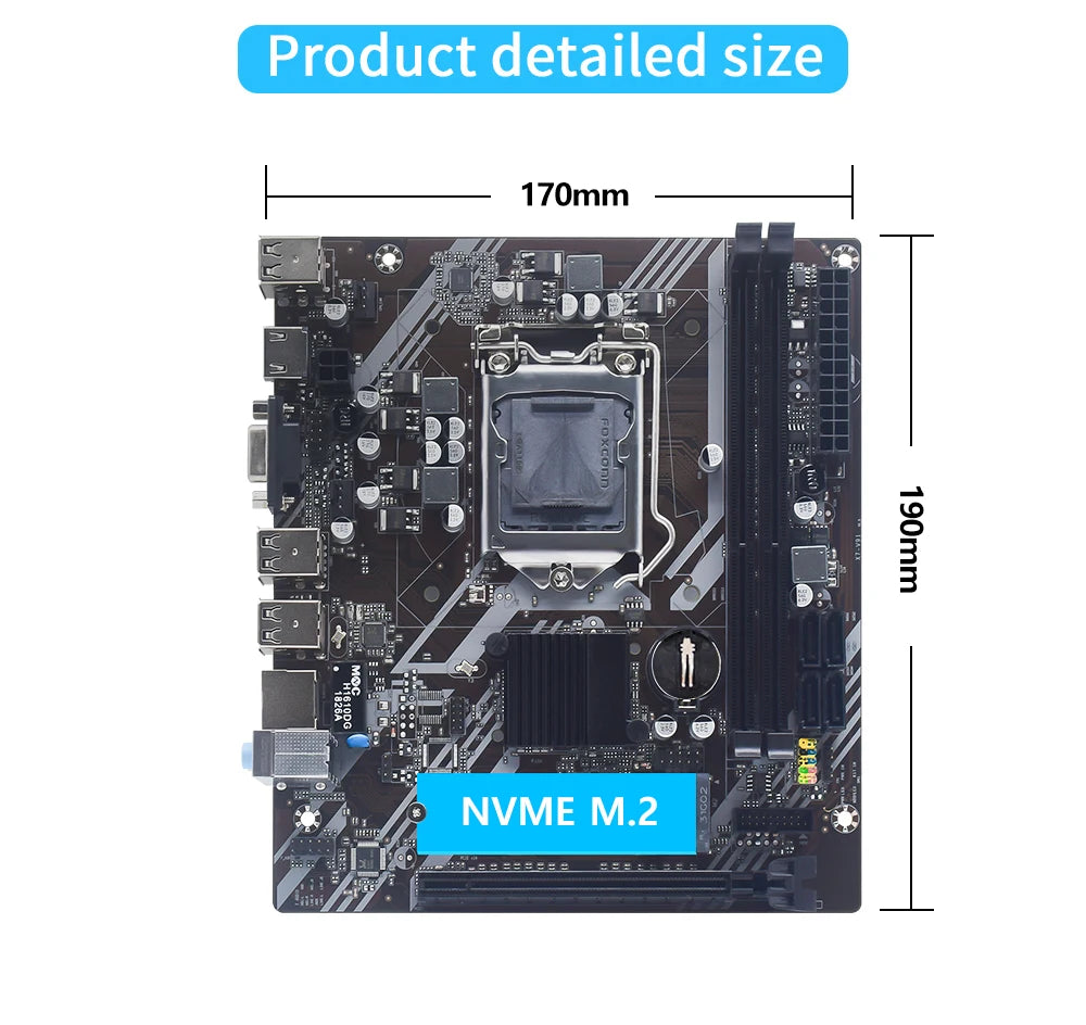Kit de placa base MUCAI H61 LGA 1155 compatible con CPU Intel Core de 2.ª y 3.ª generación, compatible con M.2 NVME SDD