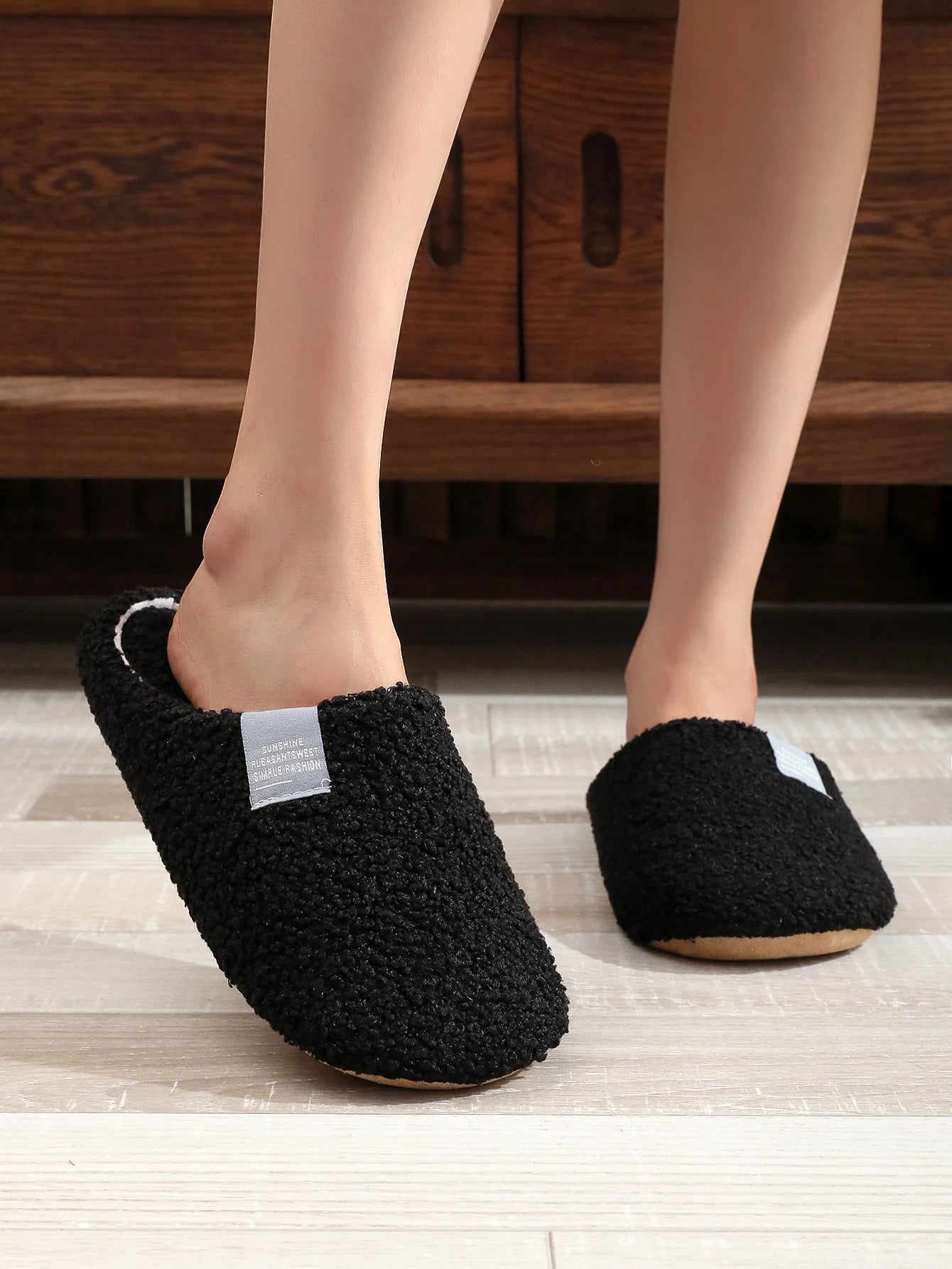 Couples Home Slippers Soft Fur Warm Indoor Flat Slides