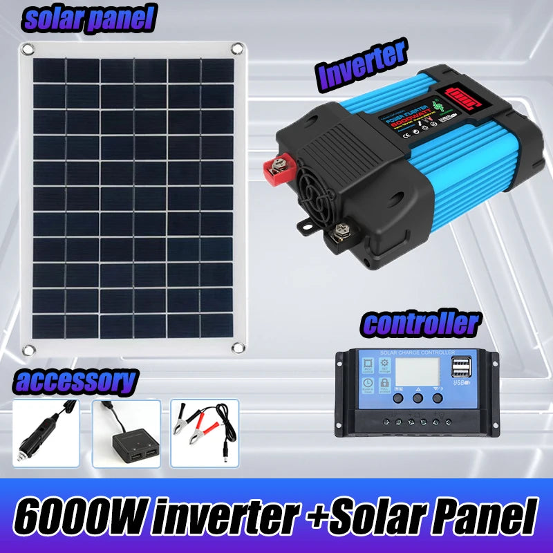6000W Solar Inverter Kit with 600W Panel 12V Charging System