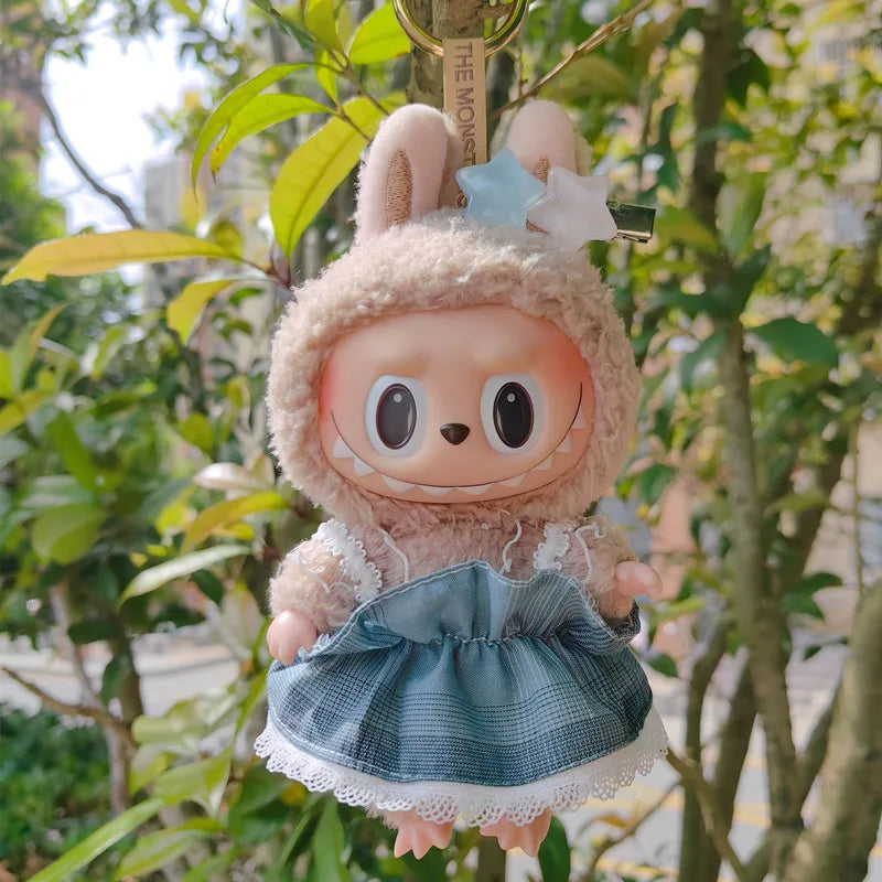 17cm Cute Mini Plush Doll Shark Onesie Clothes Outfit Accessories for Kpop Exo Labubu Dolls