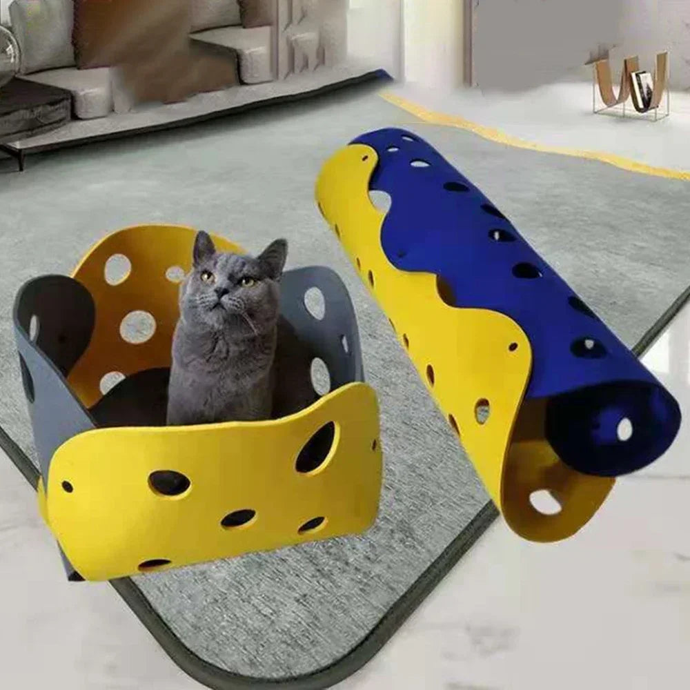 Splicing Cat Toy Felt Pom Nest Deformable Kitten Tunnel Collapsible Tube House Tunnel Interactive Pet Pusscat Security Sense