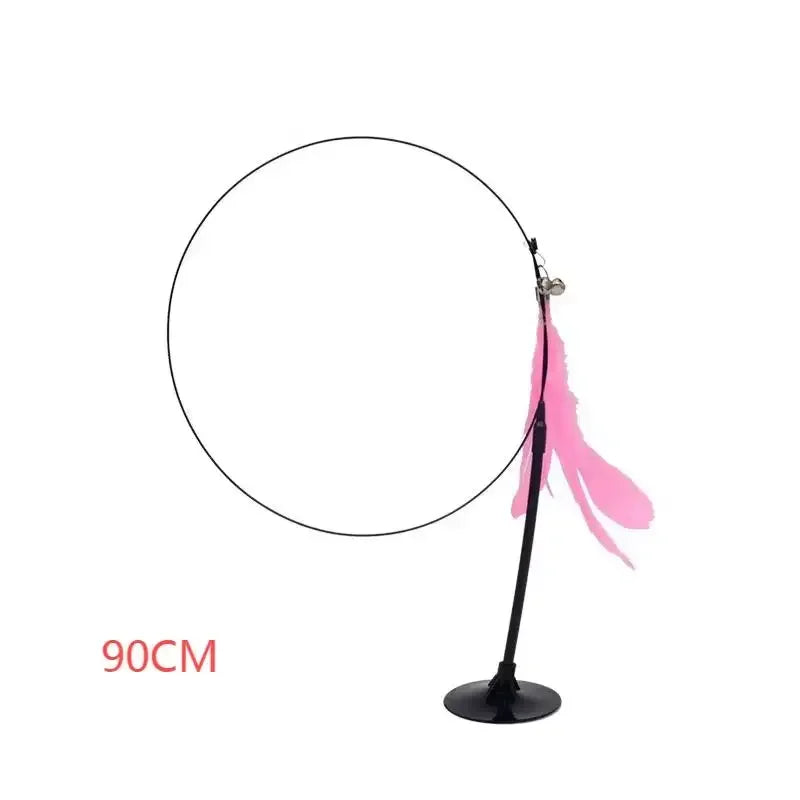 Cat Teaser Stick With Bell Feather Long Rod Suction Cup