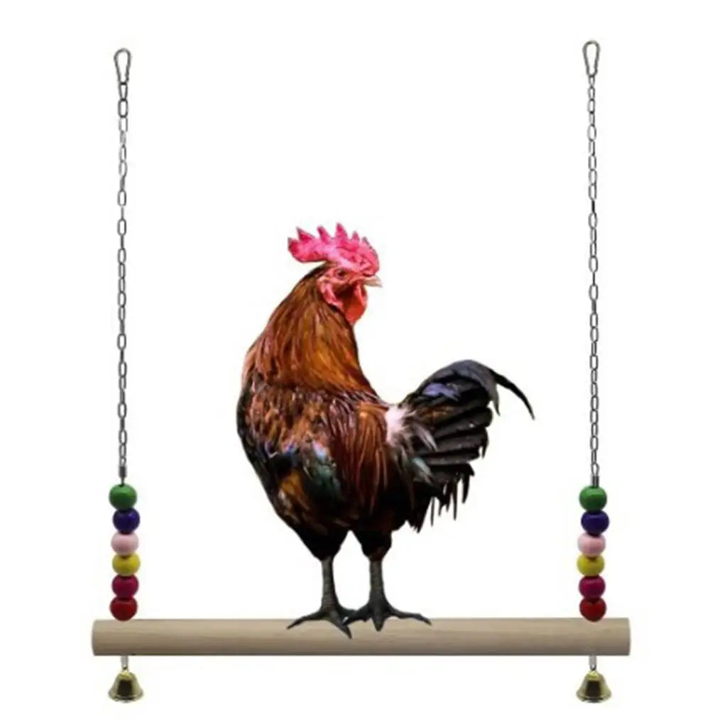 Chicken Swing Toy,Natural Wooden Chicken Perch for Hens Parrot Macaw Bird,Chicken Free Standing Swing -Chicken Coop Accessories