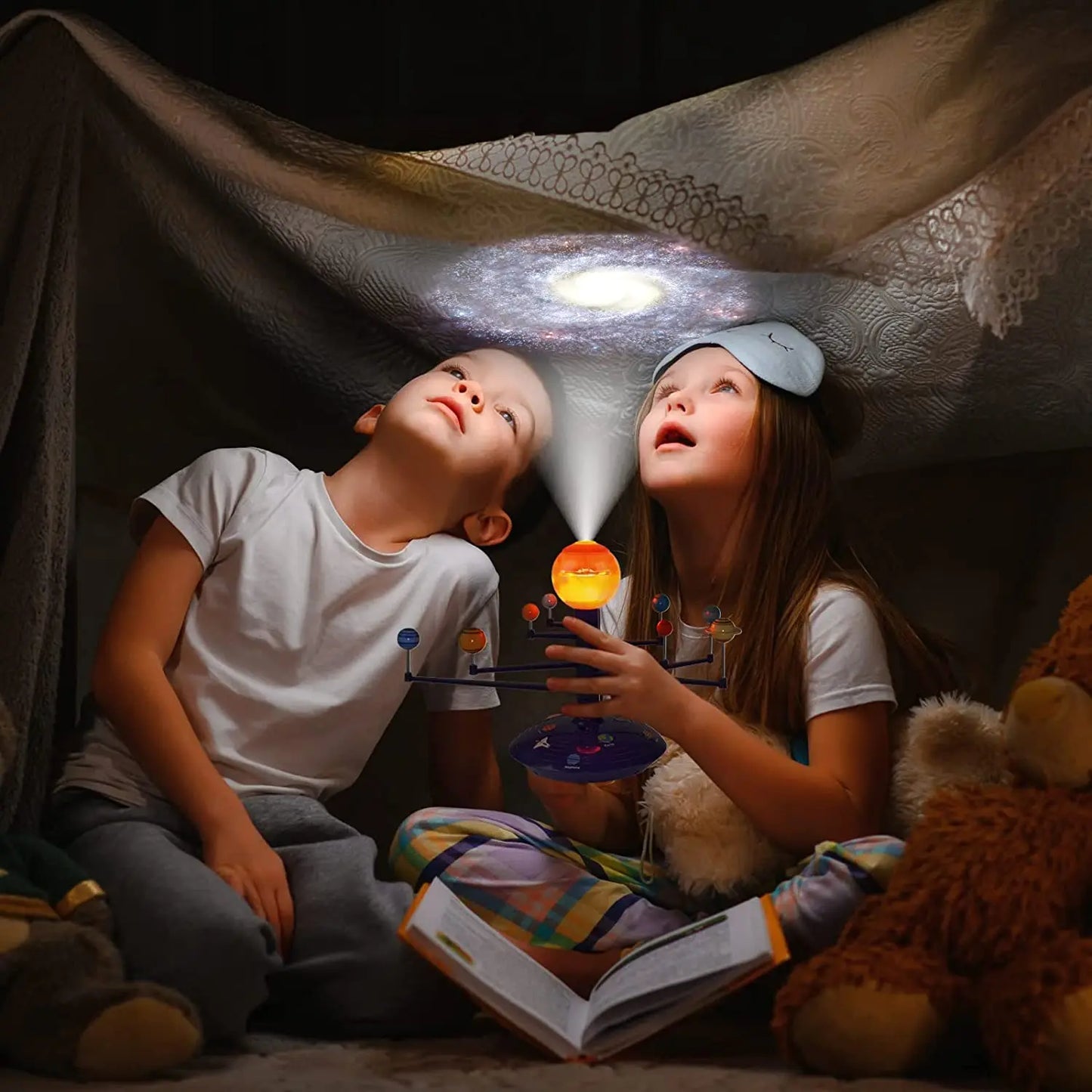 Solar System Planetary Model 8 Planets Set Educational Science Toy for Kids Rotating Projector Puzzle for Ages 6 to 12