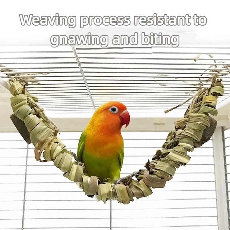 1pc Parrot Grass Woven Hammock, Bird Swing, Bird Supplies Courtyard Simulation Hanging Decoration, Birdcage Platform Accessories