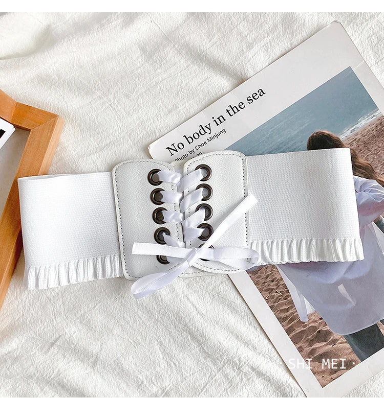 1pcs Women's Wide Black Belt with Buckle for Daily Wear